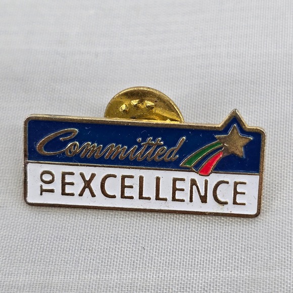 Unbranded Jewelry - Vintage Committed to Excellence Enamel Lapel Pin Gold Tone Shooting Star Blue